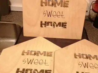 3 STK NYE HOME SWEET HOME TRÆ SKILTE