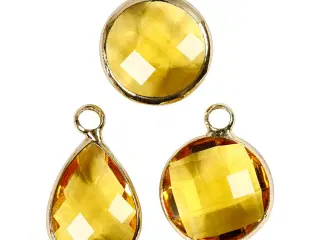 Smykkevedhæng, H: 15-20 mm, hulstr. 2 mm, gul, 1 pk.