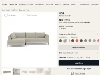 Noa hjørnesofa fra Sofacompany