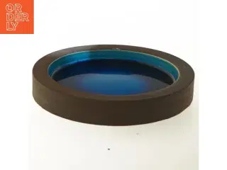 Rund keramikfad med blå glasur fra Knabstrup (str. Ø 20x3 cm)
