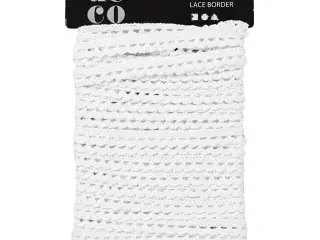 Hæklet Blonde i Hvid - 10 mm, 10 m Rulle