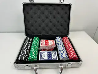 Pokerchips sæt m. tilbehør i alukuffert