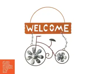 Vægskilt med &#39;Welcome&#39; og blomstermotiv (str. 25x20 cm)