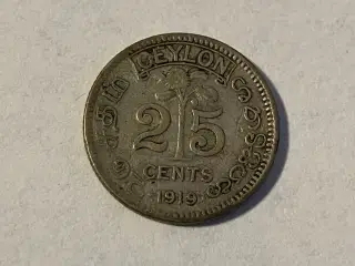 25 Cents Ceylon 1919