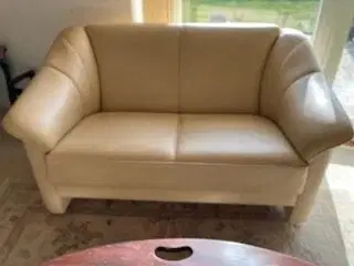 Creme farvet læder sofa