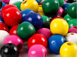 Træperlemix, diam. 10 mm, hulstr. 3 mm, ass. farver, 230g/ 1 pk.