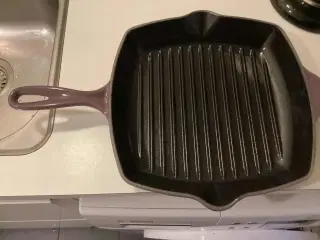Pæn og velholdt Le Creuset støbejerns grillpande