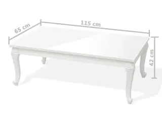 Sofabord 115 x 65 x 42 cm højglans hvid
