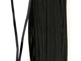 Sort Elastikbånd 6 mm - 50 m Rulle til DIY Projekter