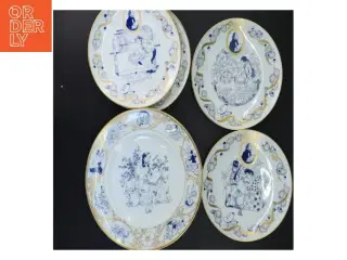 Blå og hvid porcelænsplattesæt (str. Ø 19,5&ø25 cm) fra B&G