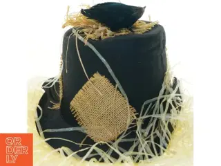Dekoreret sort hat (str. Ø. 30 cm)