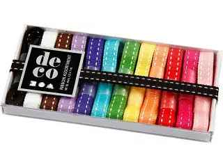 Dekorationsbånd 10 mm - 12 farver, 1 m pr. rulle