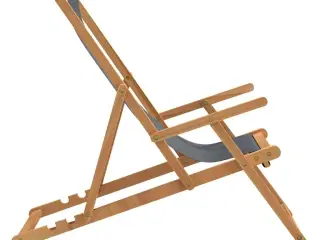 Foldbar strandstol massivt teaktræ grå