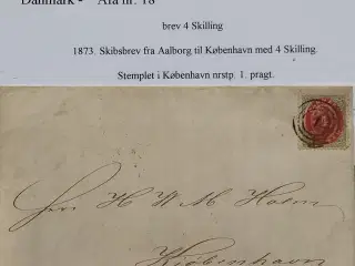 Danmark gamle Breve 4 Skilling 1873 