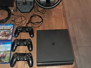 Playstation 4 og rat med pedaler 