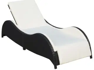 Liggestol med hynde polyrattan sort