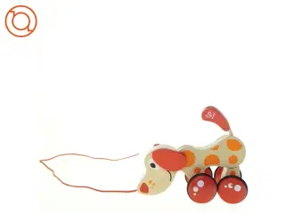 Træhund med hjul og snor (str. 19 x 17 cm)
