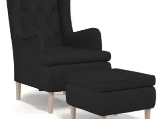 vidaXL lænestol med skammel stof sort