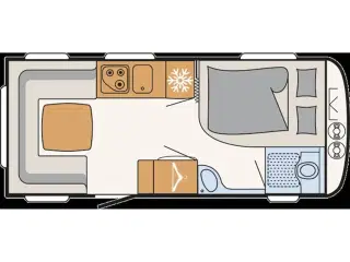 2026 - Dethleffs Camper 470 FR   Dobbeltsengsvogn, rundsiddegruppe, 3-trins el-gulv-varme,  stort 142 l . køleskab med fryser