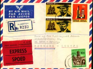 Luftpost Brev fra Syd Afrika - Express - Rekomaderet - 1 - 10 - 1968