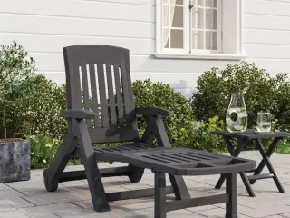 Foldbar liggestol med hjul PP antracitgrå