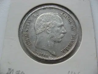 Særdeles flot delfin sølv 2 kr 1899, den gode