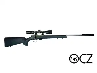 CZ 457 salonriffelpakke med kikkert / lyddæmper kal. 22 eller 17 hmr-22 LR