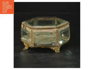 Antik vintage glas smykkeskrin (str. 11,5x5,5 cm)