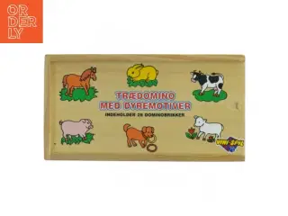 Trædomino med dyremotiver (str. 18 x 10 x 5 cm)