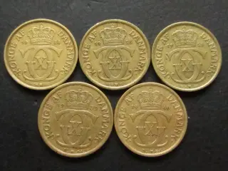 1/2 kr 1924-1940 CHr. X komplet sæt 5 stk
