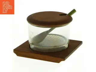 Lüthje 1960er Teak Beholder med ske (str. 10 x 11 cm)