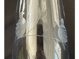 Vintage glas vase med fugle