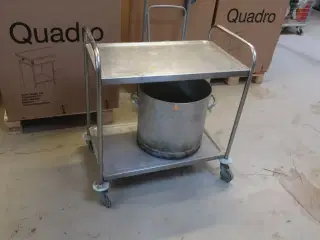 Serveringsvogn i rustfri stål 54x85 cm inkl. stor gryde