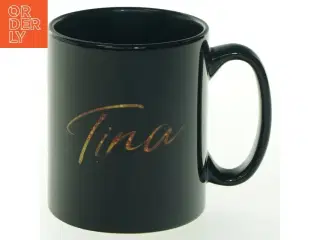 Sort kaffekrus fra musicalen &#39;Tina&#39; (str. H 9,5 cm, ø 8 cm)