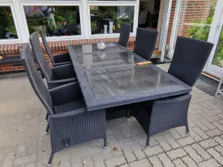 Havemøbler bord med granit plader 6 position stole