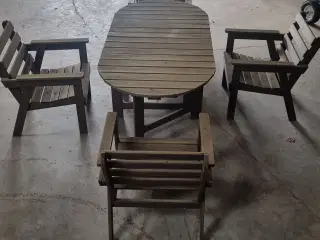 Havemøbelsæt 4 stole og 1 bord