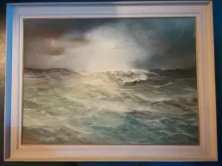 Stort maleri i træramme