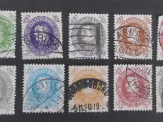 Danmark AFA nr. 186-196 med pæne stempler afa 370