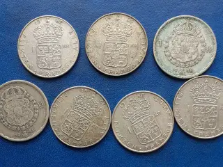 Sverige, 1 kr sølv, 7 forskellige