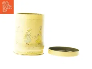 Metal dåse med Kate Greenaway motiv (str. Ø 9 cm h 12 cm)