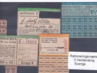 Rationeringsmærker - 2. Verdenskrig - Sverige