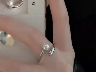 * Sterlingsølv; Elegant fingerring - med smuk perl