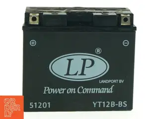 Motorcykelbatteri LP YT12B-BS fra Agm (str. 15 x, 13 x 6 og en halv cm)