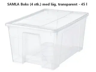 SAMLA Boks (4 stk.) med låg, transparent - 45 l