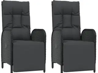 Havestole med lænefunktion og hynder 2 stk. polyrattan sort