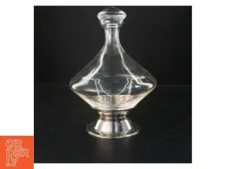 Krystalglas vin karaffel med sølv fod(str. 27 cm)