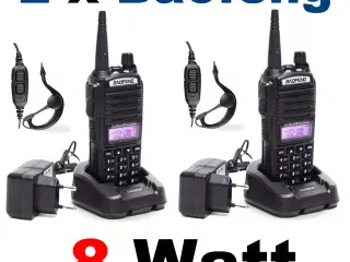 NY! 2 x Baofeng UV-82 8 Watt Dual Watch Fuldt Sæt
