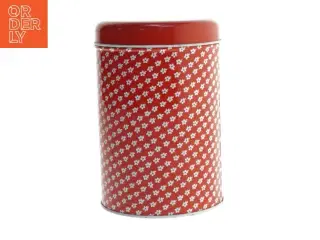 Vintage Rund rød Forglemmigej blomstret metaldåse fra Sdahl (str. Ø. elve , 5 cm. længde. 17 cm)