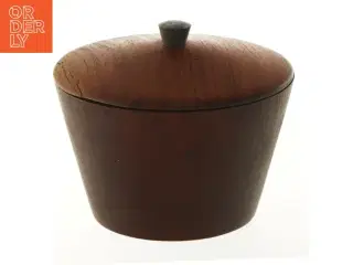 Rund låg krukke i teak træ (str. Ø 13x11 cm)