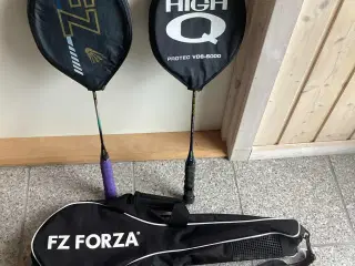 1 fin FORZA og HIGH Q badmintonketcher m. Taske